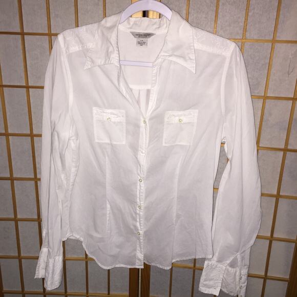 Guess Jeans Authentic White Embroidered long Sleeve cuffed Cotton button up L/G - Picture 1 of 8